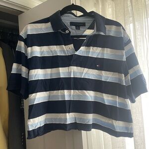 Vintage Tommy Hilfiger navy and blue polo shirt